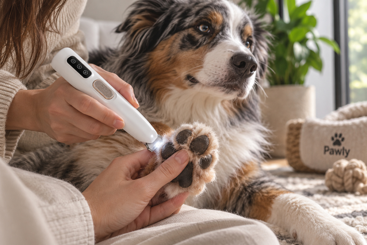 Utilizzo del trimmer Pawly durante la routine di cura